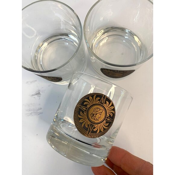 Set Of 3 Vintage Nautical Mid-Century Lowball Glasses Rocks Barware Compass - Picture 2 of 7